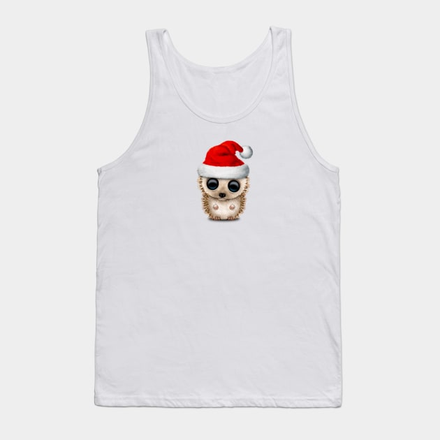 Christmas Hedgehog Wearing a Santa Hat Tank Top by jeffbartels